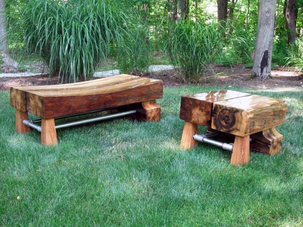 Recyclrd 150-year-old Poplar Benches